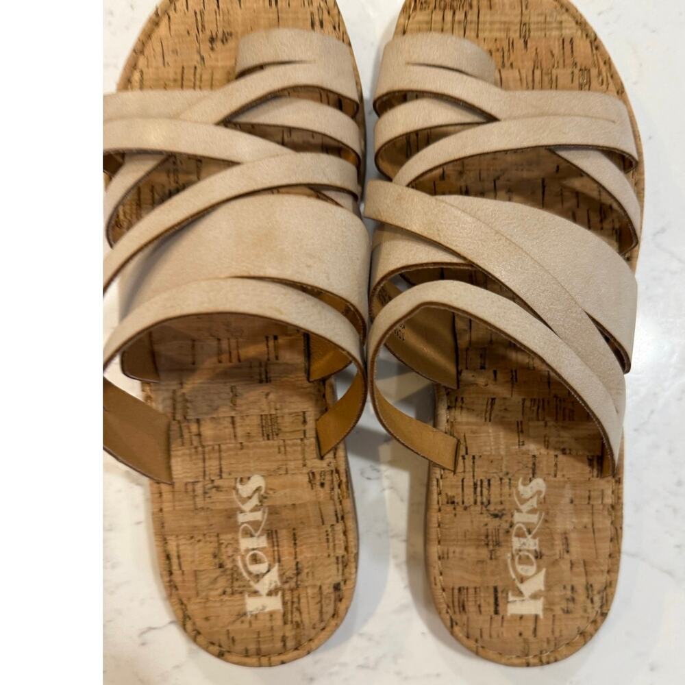 KORKS by Kork-Ease Strappy Cork Sandals Beige Nude 10M Boho Comfort